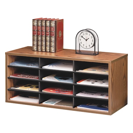 Fellowes Sorter, 12 Compartment, Med Oak 25400